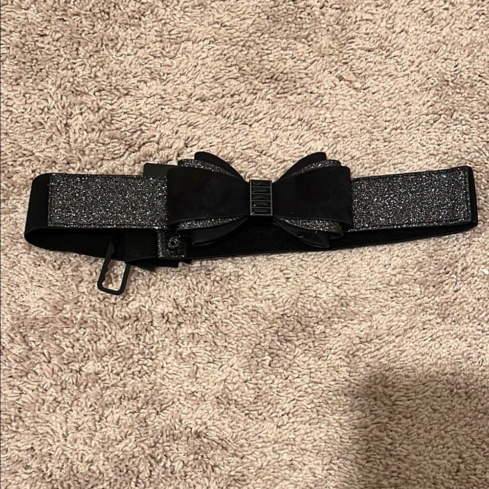 Black Glitter Bow Belt